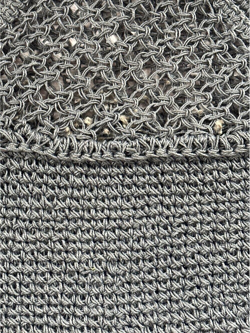 Handcrafted Gray Crochet Bag with Wooden Handles - Picture 2 of 6